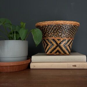 Vintage Black and Brown Woven Basket